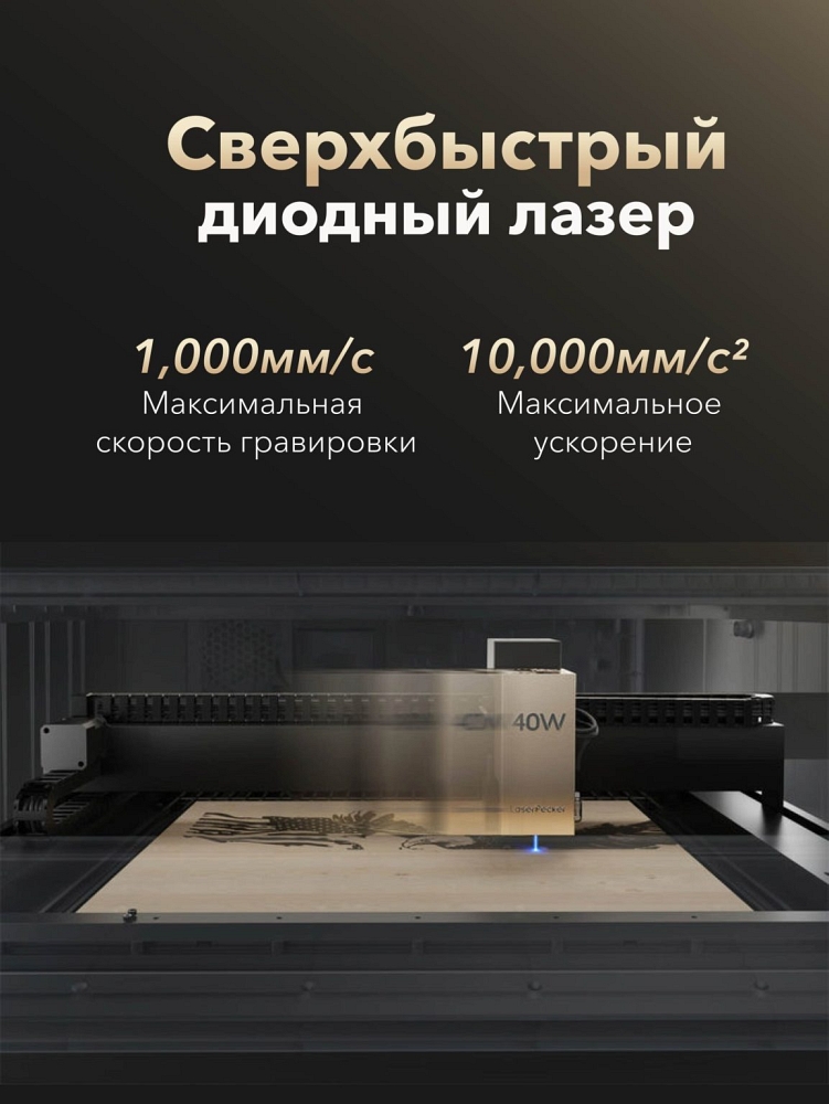 Закрытый лазерный резак и гравёр LaserPecker LX2 — 1000 мм/с, 500×305 мм, Class 1