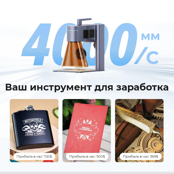 Первый в мире портативный двухлазерный гравёр LaserPecker LP4 — 10W Diode + 2W IR