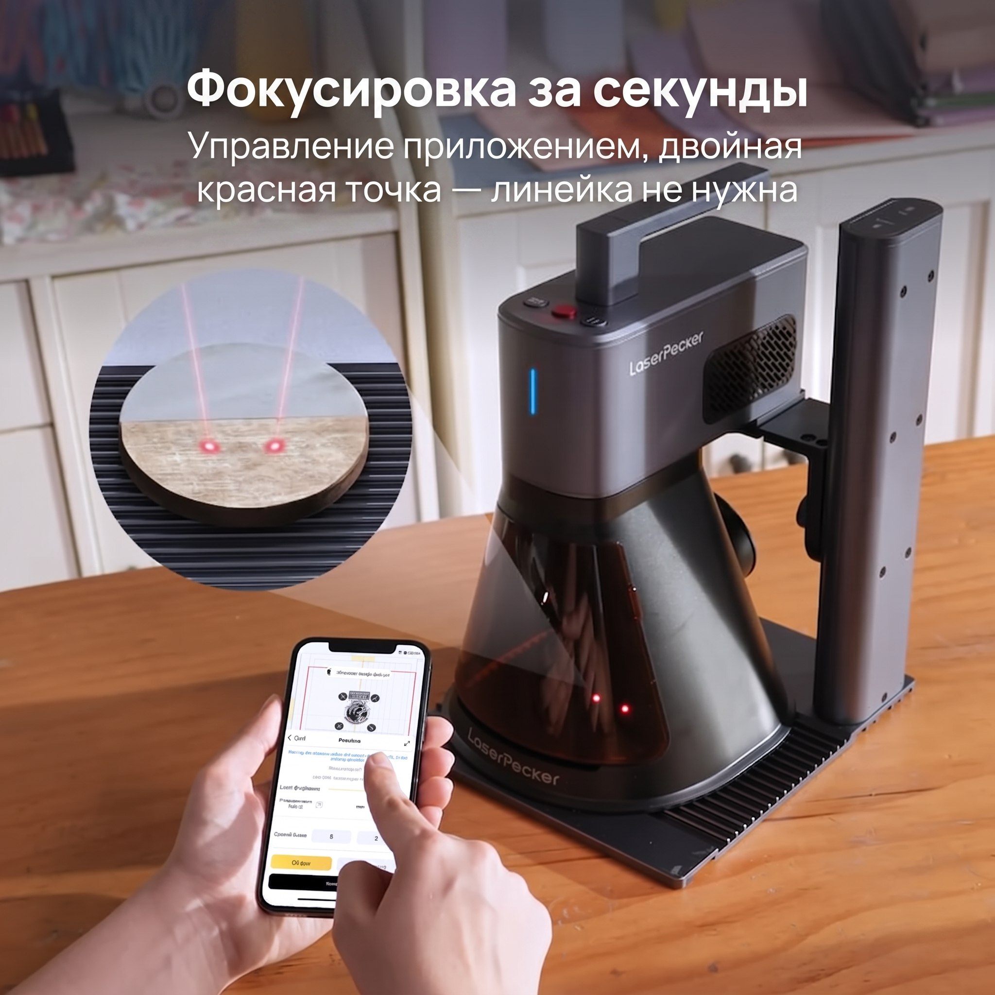 Настольный лазерный гравёр LaserPecker LP2 Plus 10W | 4000 мм/с | Резка до 6 мм