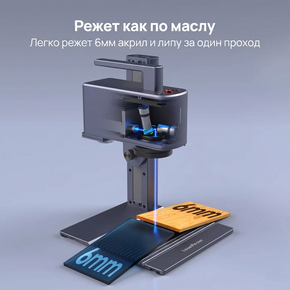 Настольный лазерный гравёр LaserPecker LP2 Plus 10W | 4000 мм/с | Резка до 6 мм