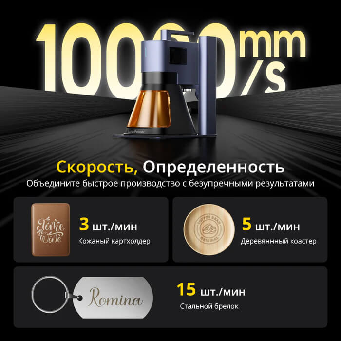 Двухлазерный гравёр LaserPecker LP5 | 20W Fiber + 20W Diode | 10,000 мм/с | Резка металла